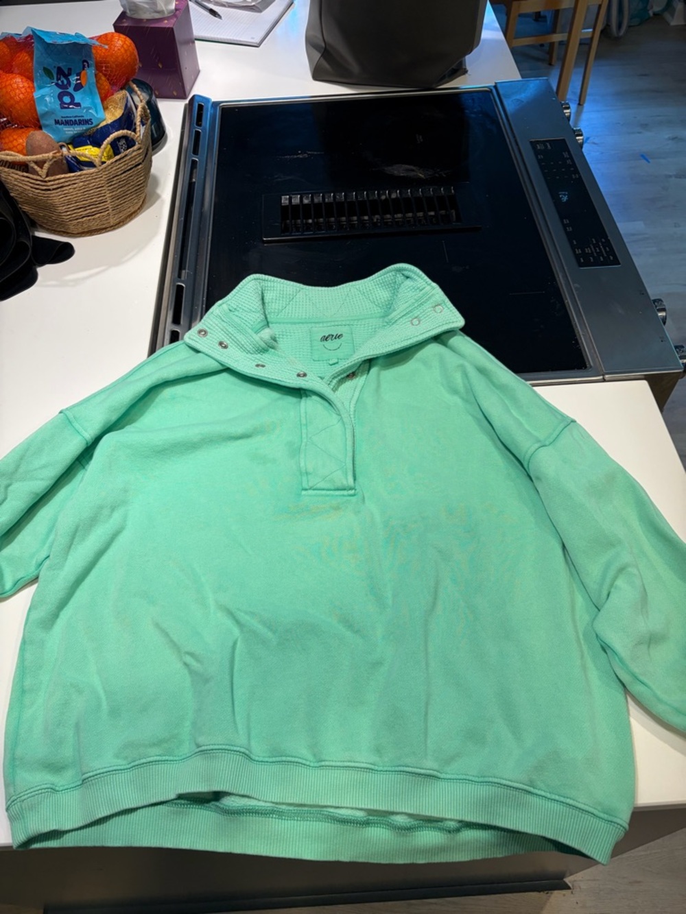 aerie Mint Green Waffle-Knit Pullover